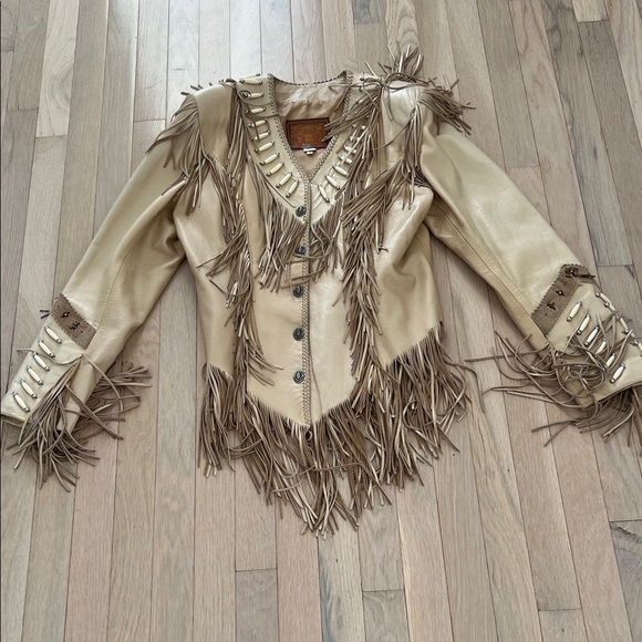Jackets & Blazers - Fringed Tan Leather Jacket
